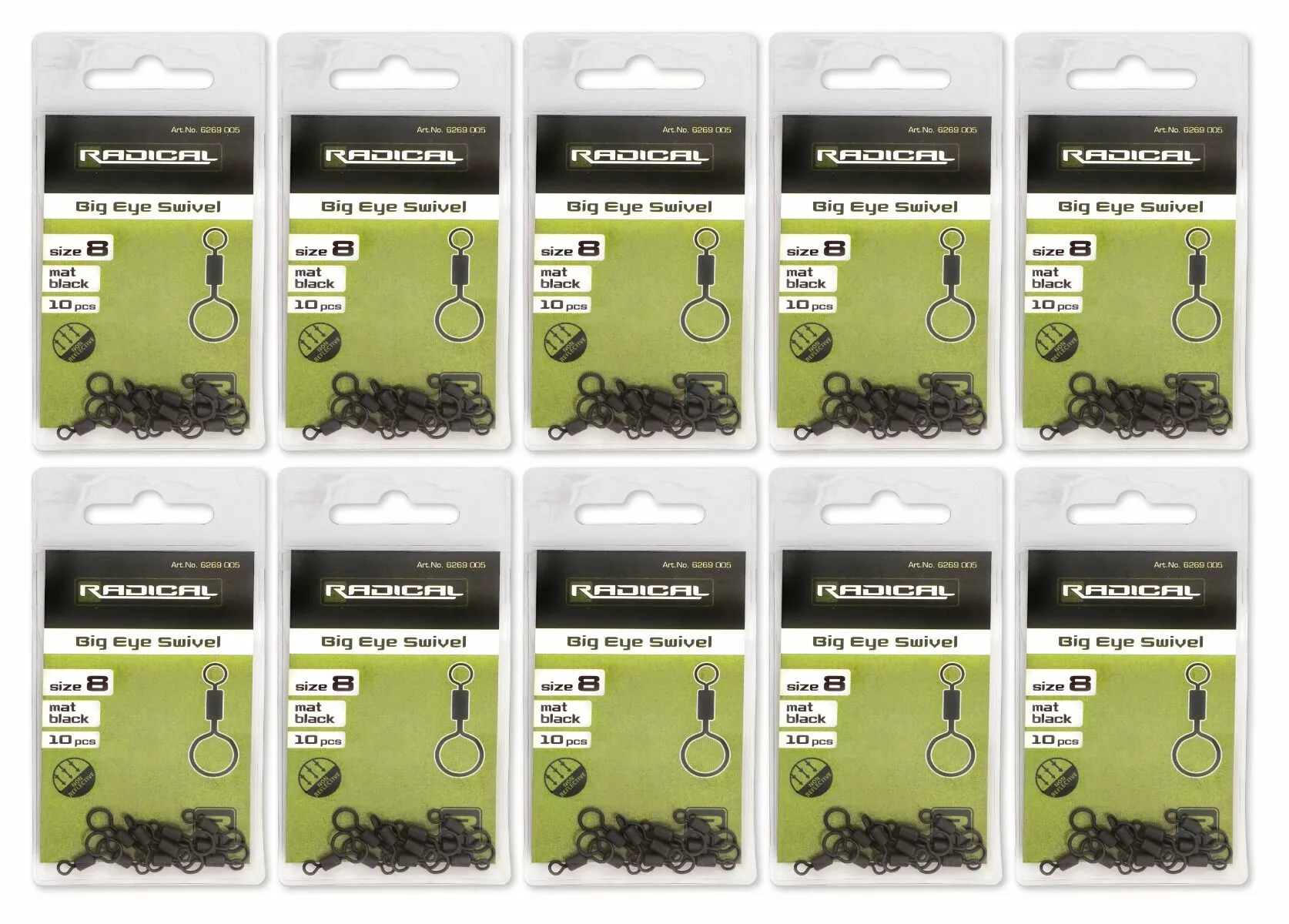 10" 10 PACK | Radical Z-Carp Big Eye Swivel Size 8 3 10" 10 PACK | Radical Z-Carp Big Eye Swivel Size 8