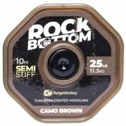 RidgeMonkey Connexion Rock Bottom Tungsten Semi Stiff Coated Hooklink 25lb | Camo Brown