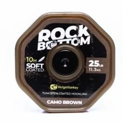 RidgeMonkey Connexion Rock Bottom Tungsten Soft Coated Hooklink 25lb | Camo Brown