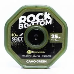 RidgeMonkey Connexion Rock Bottom Tungsten Soft Coated Hooklink 25lb | Camo Green